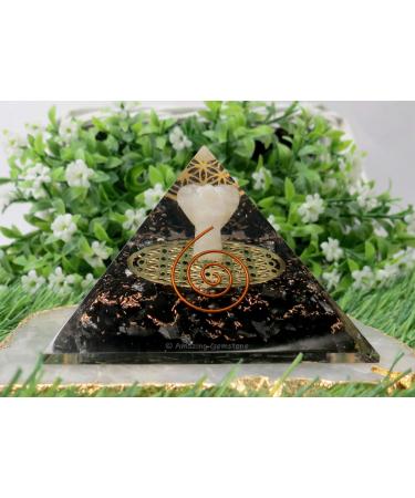 Large orgonite pyramid |Shungit pyramid crystal |Crystallic angel with flower of life orgonite pyramid |Organ pyramids positive energy healing