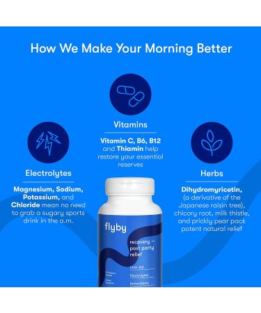 Flyby Recovery Pills | Hydration & Headache Prevention Capsules | Dehydration Relief with Electrolytes & Dihydromyricetin | 90 Count - Buy Online on GoSupps.com
