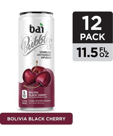 Bai Bubbles Bolivia Black Cherry Sparkling Water 11.5 Fl Oz Cans - 12 Pack - Buy Online on GoSupps.com