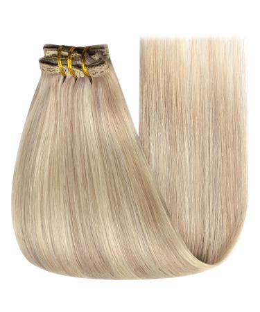 Youngsee Clip-In Extensions 45cm Real Hair - Ash Blond & Platinum Highlights | 120g Full-Head 7PCs - Buy Online on GoSupps.com