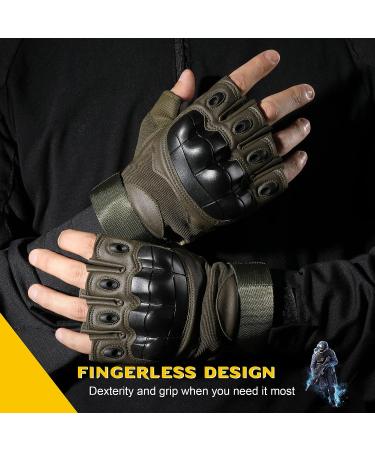 AXBXCX Half Finger Tactical Gloves Fingerless Gloves for Men Green Large - Buy Online on GoSupps.com