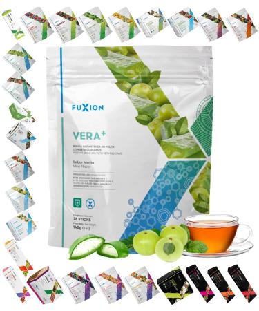 unionaren Fuxion Vera+ Herbal Mint Tea w. Natural Ingredients Aloe Vera Extract Vitamin C-Maintain a Strong Immune System Increases Resistance to Seasonal -1 Pouch of 28 Sticks