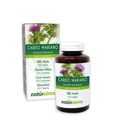 Milk thistle (Silybum marianum) herb and fruit Naturalma - 150 g - 300 tablets - dietary supplement - natural and vegan
