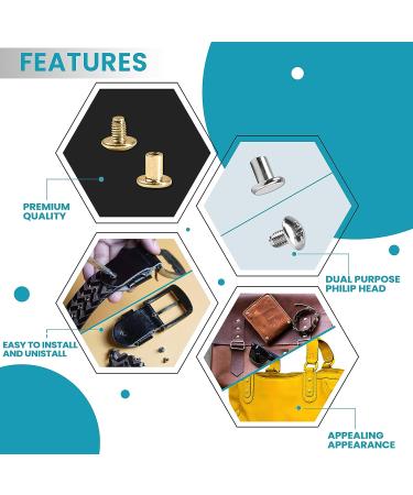 JOZAMER 150 Sets Chicago Screws for Leather - 5 Color Screw Rivets 6mm - Ideal for DIY Handbags, Belts, Binding, Photo Albums, Shoes - 6mm (15/64 inches) - Buy Online on GoSupps.com