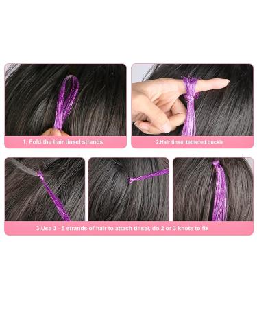 47 Hair Tinsel Kit with Tool - 12 Colors, 2400 Strands Glitter Fairy Hair Extensions for Women & Girls - Perfect for Christmas, New Year, Halloween Parties - Buy Online on GoSupps.com