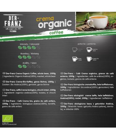 Buy Der-Franz Crema Organic Coffee - Whole Bean 1kg | Premium International Shipping - Buy Online on GoSupps.com
