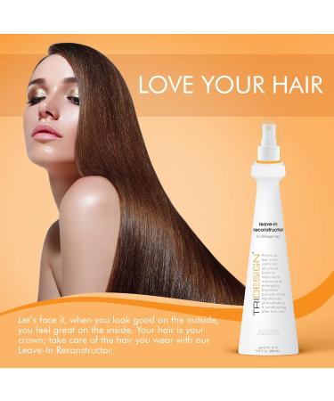 TRI Design Leave-In Reconstructor - Hydrating Conditioner & Detangler Spray for All Hair Types - Moisturizing Heat Protection for Frizzy Dry Hair - 9.5 Fl Oz - Buy Online on GoSupps.com