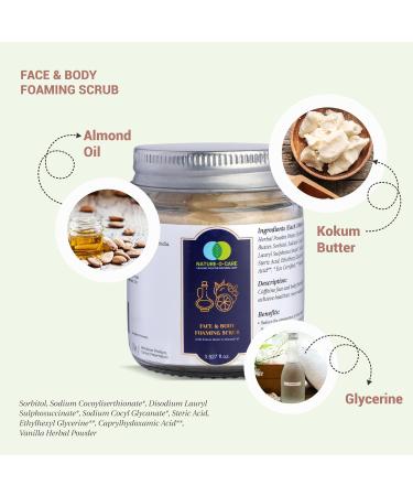 Vegan Face & Body Foaming Scrub with Kokum Butter & Almond Oil | Reduces Stretch Marks Fine Lines & Wrinkles | 100g - Cruelty-Free - Buy Online on GoSupps.com