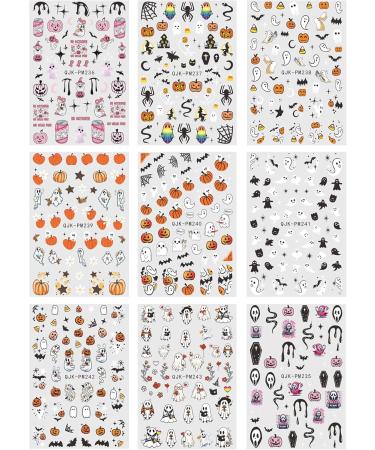 JMEOWIO 9 Sheets Halloween Nail Art Stickers Decals Self-Adhesive Cute Ghost Snake Nail Supplies Nail Art Design Decoration Accessories - Buy Online on GoSupps.com