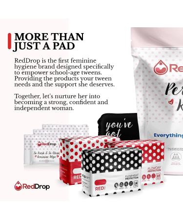 RedDrop 72 PC Period Kit for Tweens - Comfort Fit Feminine Pads & Discreet Bag - First Period Kit for Girls 10-12 - Buy Online on GoSupps.com