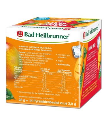 Buy Bad Heilbrunner Cold Energy Tea Mango Mate - 6x14 Filter Bags | Refreshing Cold Brew with Vitamin B6 for Energy - Buy Online on GoSupps.com