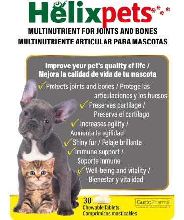 Helix Pets Natural Multinutrient for Pets | Protects Joints and Bones | Made with Collagen Herbs Vitamins and Minerals | 30 Chewable Tablets - Buy Online on GoSupps.com