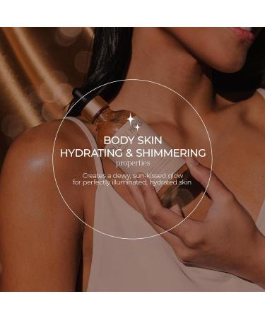 Organic Vegan Skincare - USA Made Hydrating Shimmer Gold Glitter Body Oil | Ethereal Glow 4 fl oz - Buy Online on GoSupps.com