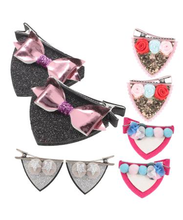 TOYANDONA 4 Pairs Girl Headdress Hair Clips Hair Decoration Cat Ears Hairpin Animal Ear Hair Barrette Sequin Cat Hair Barrette Cat Ears Hair Barrette Tiara Girl Child Cloth Sequins