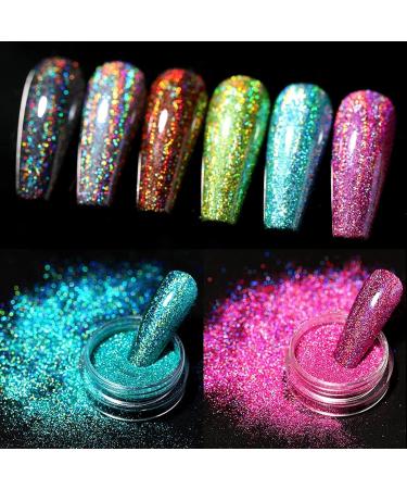 Holographic Nail Powder - Unicorn Mirror Chrome Effect Glitter Dust for Salon and Home Manicure - 6 Boxes - Buy Online on GoSupps.com