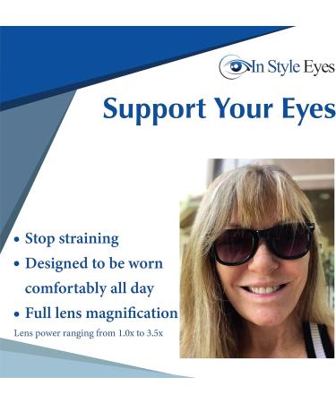 EyeCool Classic Full Reader Glasses - Non-Bifocal Sunglasses Full-Rimmed Black Frame Non-Polarized Lens - 3.0x Magnification for Comfortable Reading - Buy Online on GoSupps.com