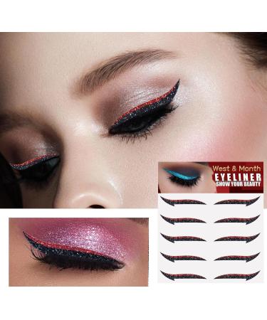 Glitter Eyeliner Stickers for Eyes | 5 Pairs Instant -Adhesive Eyeliner Stencil Glitter | Sticker Eyeliner Tool Makeup Eyeliner Stickers Winged Eyeliner Stencil for Eye Makeup Tool Tosier Orange Red (Five Pairs) - Buy Online on GoSupps.com