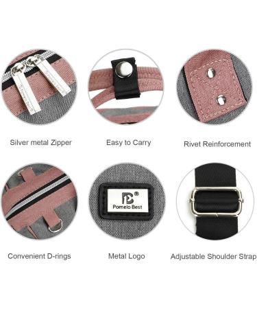 Pomelo Pink Baby Changing Bag with Pram Clips & Changing Mat - Grey Trim - Buy Online on GoSupps.com