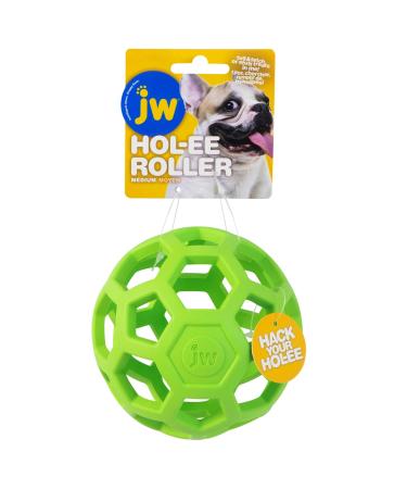 JW HOL-ee Roller Dog Fetch Treat Dispenser Puzzle Ball Medium Roller