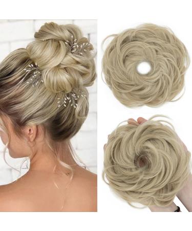 S-Noilite hair pieces for women hair scrunchies thick messy bun hair bun updo Chignons ponytail extenions - Ash Blonde mix Bleach Blonde 24/613