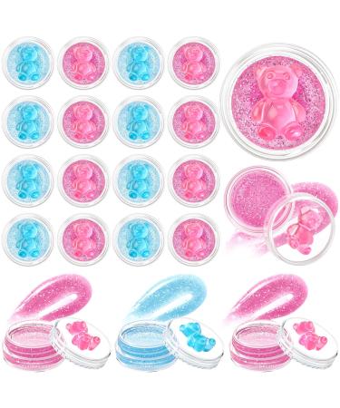 Leelosp 24 Pcs Cute Lip Gloss Party Favors Bear Lip Balm Bulk Honey Scent for Birthday Goodie Bags Gender Reveal Baby Shower Favors Valentine's Day Gifts