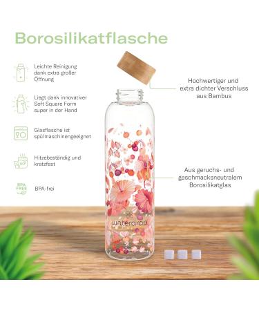 Waterdrop Starter Set Glass - 1L Glass Bottle + 18 Sugar-Free Microdrinks | 6 Fruity Varieties | Perfect for Refreshing Beverages - Buy Online on GoSupps.com