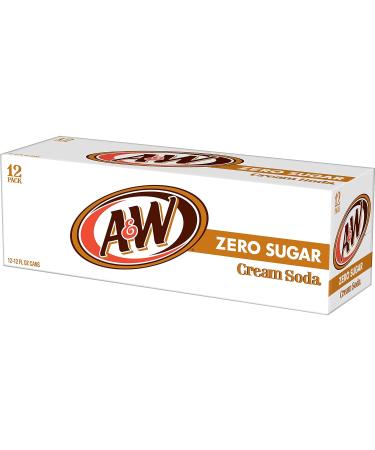 A&W Zero Sugar Cream Soda 12 Pack - 12 fl oz Cans | Refreshing Guilt-Free Beverage | International Shipping Available - Buy Online on GoSupps.com