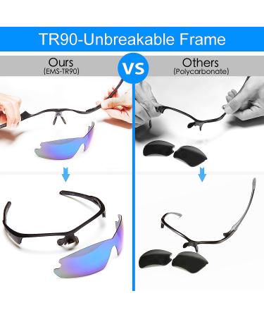 Polarized TR90 Wrap Around Cycling Sunglasses for Men & Women | UV Protection, Shiny Black/Purple Mirror - Buy Online on GoSupps.com