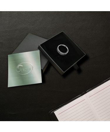 JEROOT Titanium Magnetic Rings for Men Women - Sleek Step Edge Design - Strong Magnets - Silver 5mm R 1/2 - 3500 Gauss - Jewelry Gift Box - Buy Online on GoSupps.com