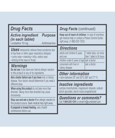 Curist Loratadine 10mg - 365 Count Non-Drowsy Allergy Relief Tablets | 24-Hour Antihistamine for Runny Nose Itchy Eyes & Sneezing - Best Allergy Medicine for Adults - Buy Online on GoSupps.com