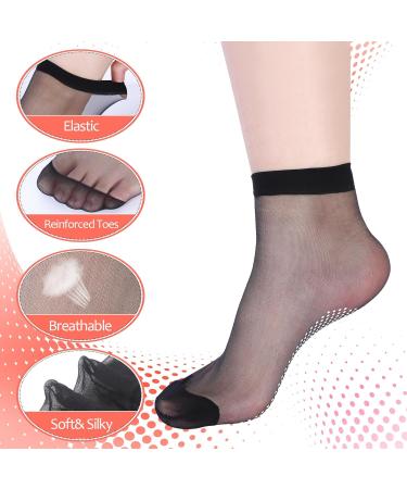 Buy 20 Pairs of Women's Nylon Stockings - Matt Transparent Reinforced Toes EU 35-42 - Black & Nude Silk Socks | Best Quality & International Shipping - Buy Online on GoSupps.com