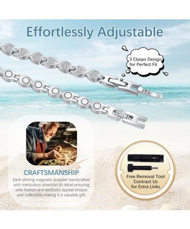 Jeracol Titanium Steel Magnetic Bracelet for Women - Infinite Love Design | Ultra Strength 3800 Gauss Magnets | Silver-Zircon Jewelry with Remove Tool & Gift Box - Buy Online on GoSupps.com