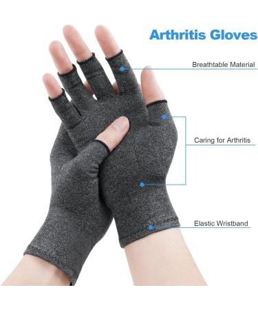 ACWOO Arthritis Relief Compression Gloves - Fingerless Design for Men & Women, Size L, Grey - Buy Online on GoSupps.com
