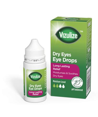 Vizulize Dry Eyes Eye Drops 10ml - Long Lasting Relief Moisturizes & Soothes Dry Eyes Single