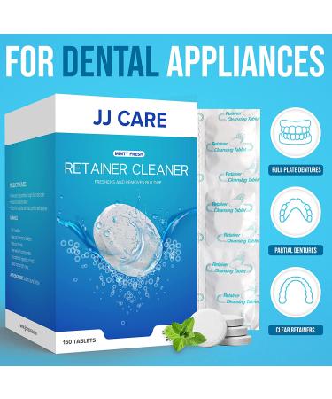 JJ CARE Retainer Cleaner Tablets (Pack of 150) - Denture & Mouth Guard Cleaning - Removes Stains & Odor - 5 Months Supply - Buy Online on GoSupps.com