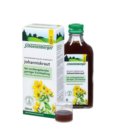 Schoenenberger - St. John's wort natural cleaning juice - 1x 200 ml of glass bottle - free -selling medicine - for relieving temporary mental exhaustion 200 ml (1 Pack)