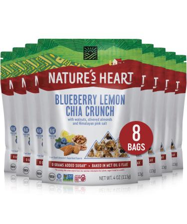 Nature’s Heart | Healthy Mixed Nuts Snack | Keto, Gluten Free, Vegan, Low Carb, Paleo | Ethically Sourced | Blueberry Lemon Chia Crunch (Bulk Pack of 8) Blueberry Lemon Pack of 8