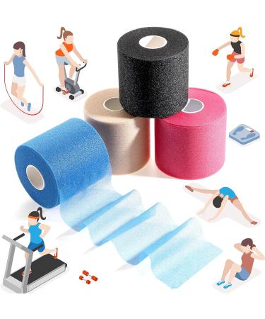 4 Pieces Foam Underwrap Athletic Tape for Ankles Wrists Knees, 2.75 x 30 Yards - Black Beige Navy Blue Rose Red - Buy Online on GoSupps.com