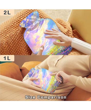 NAANLE 2L Hot Water Bottle with Lid - Sunset Lavender Flower Pain Relief & Cold Therapy for Back Hands Feet & Neck - Buy Online on GoSupps.com