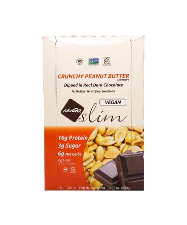 NuGo Nutrition Bar - Slim - Crunchy Peanut Butter - 1.59 oz Bars - Case of 12