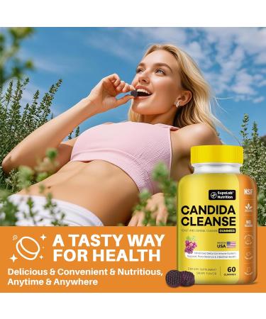 MEGNETA Candida Cleanse Support Gummies with Oregano Leaf, Caprylic Acid, Wormwood & Black Walnut- Gut Health, Flora Balance & Immune Support Detox Cleanse Supplement for Women & Men(60 Gummies) - Buy Online on GoSupps.com