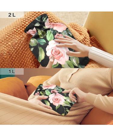 Spring Flowers Hot Water Bottle with Cover - 1L BPA-Free Pain Relief Bag for Headaches Neck & Shoulders - Buy Online on GoSupps.com