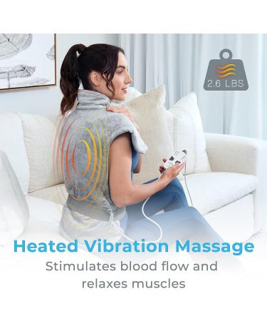 Pure Enrichment WeightedWarmth 3-in-1 Back & Neck Heating Pad - 3 Heat Settings, 3 Massage Speeds, 2.6 lbs Weighted Pressure - 32 x 24 - Plush Fabric, Dry/Moist Heat - Relief for Back Pain - Buy Online on GoSupps.com