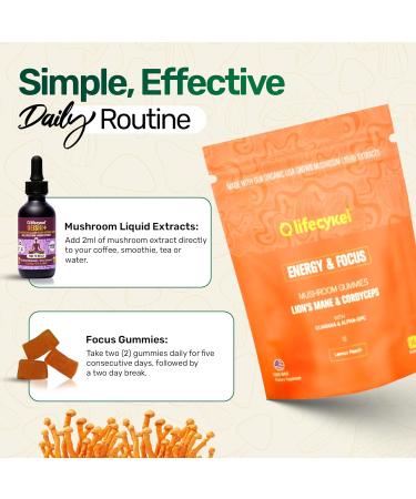 Life Cykel Cordyceps & Reishi Mushroom Extract Liquid Duo Potent 1oz Tinctures with Included Energy & Focus Gummies (10-Count) for Enhanced Vitality Immune Support & Mental Clarity - Buy Online on GoSupps.com