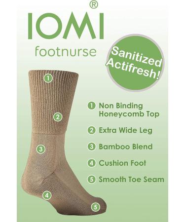 IOMI Extra Wide Bamboo Diabetic Socks | 3 Pack 12-15 Blue | Non-Binding for Men & Women - Buy Online on GoSupps.com