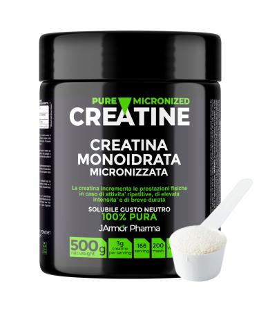 Creatine Monohydrate Powder 100% Pure Micronized No Additives, Creatine Monohydrate Powder 100% Pure for Performance and Muscle Powder, Unflavoured, 166 Servings, 500g J.Armor Pharma