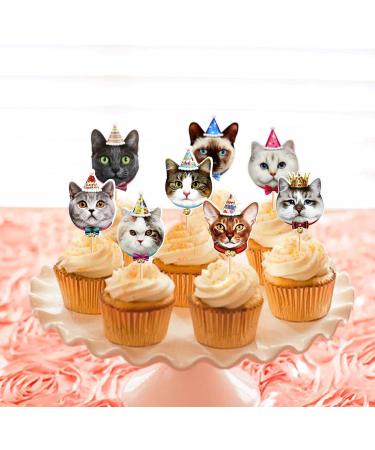 Ercadio 30 Pack Cat Cupcake Toppers Cat Head Cupcake Picks Kitten Cat Cake Toppers Kitten Pet Cat Cupcake Toppers for Cat Theme Birthday Baby Shower Party Cake Supplies A-10 Style Cats - Buy Online on GoSupps.com