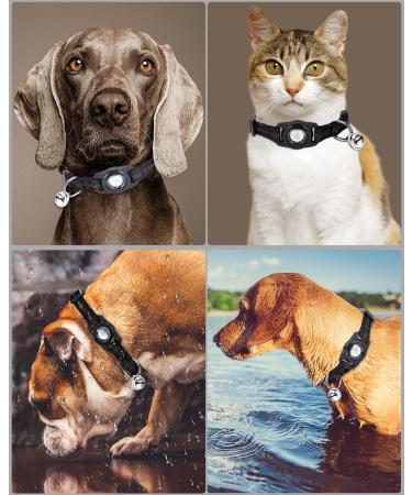 Deerlet Adjustable Airtag Dog Collar - Waterproof Reflective Nylon with Integrated GPS Bracket for Dogs & Cats - Black (Size S: 25-38cm) - Buy Online on GoSupps.com