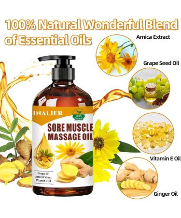 Sore Muscle Massage Oil | Relaxing Arnica & Ginger Oil for Therapy & Date Night | Gifts for Men & Women - Buy Online on GoSupps.com