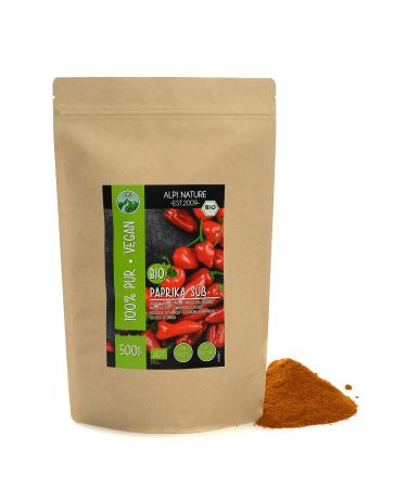 Organic sweet paprika (500g), organic ground sweet paprika, organic paprika powder from certified organic farming, gluten-free, lactose-free, laboratory tested